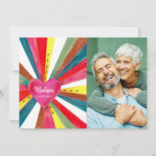 Cartes Pour Fêtes Annuelles Photo Coeur arc-en-ciel rose mou