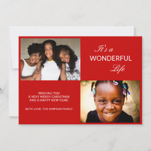 Cartes Pour Fêtes Annuelles Photo Collage Bright Red Sparkle Modern