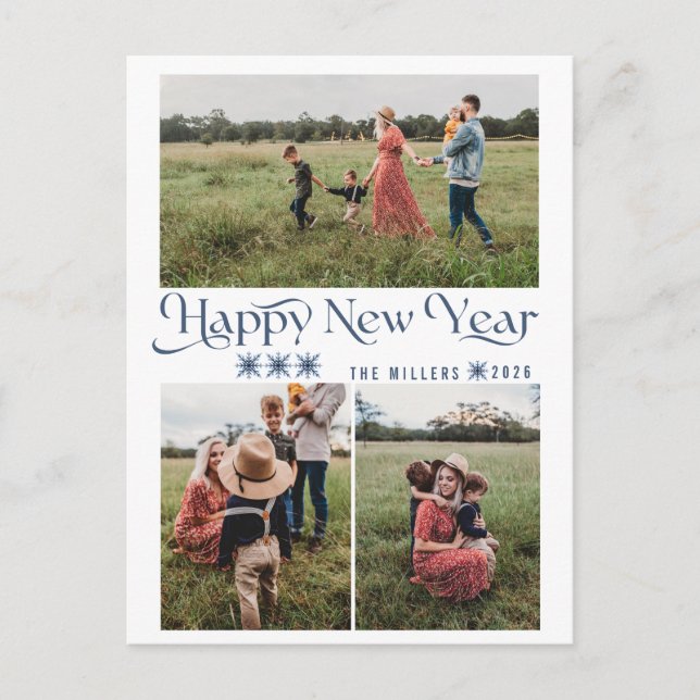 Cartes Pour Fêtes Annuelles Photo Collage Happy New Year Holiday Postcards (Devant)