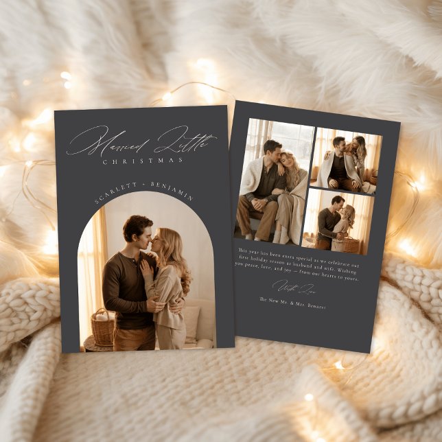 Cartes Pour Fêtes Annuelles Photo Collage Newlywed Married Little Christmas (Créateur téléchargé)