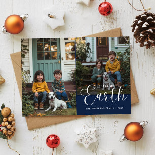 Cartes Pour Fêtes Annuelles Photo Collage Paix sur Terre Noël Famille Chien