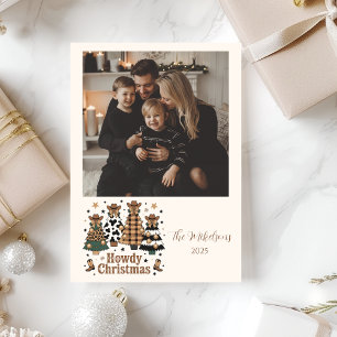 Cartes Pour Fêtes Annuelles Photo Cowgirl Rustique Bienvenue Noël Occidental