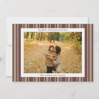 Cartes Pour Fêtes Annuelles Photo d'Action de Grâce aux rayures d'Automne