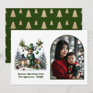 Cartes Pour Fêtes Annuelles Photo d'animal de forêt rustique de Noël Cerf de b