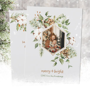 Cartes Pour Fêtes Annuelles Photo d'aquarelle en coton brillant Joyeux Botaniq
