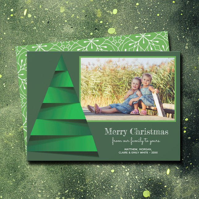 Cartes Pour Fêtes Annuelles Photo d'arbre de Noël moderne (Modern Christmas Tree Photo Holiday Cards - PRINTED and/or INSTANT DOWNLOAD)