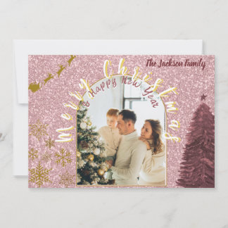 Cartes Pour Fêtes Annuelles Photo d'arche élégante en rose gold pailleté