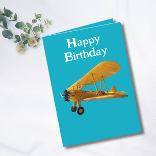 Cartes Pour Fêtes Annuelles photo d'avion biplan Stearman pour pilote, anniver