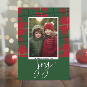 Cartes Pour Fêtes Annuelles Photo de baies modernes joie Noël rouge vert carre