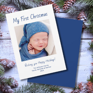 Cartes Pour Fêtes Annuelles Photo de bébé mignonne de Noël moderne First Chris