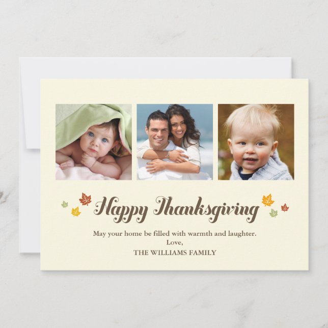 Cartes Pour Fêtes Annuelles Photo de Bon thanksgiving Feuille en chute (Devant)