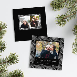 Cartes Pour Fêtes Annuelles Photo de Carré Tartan noir et blanc