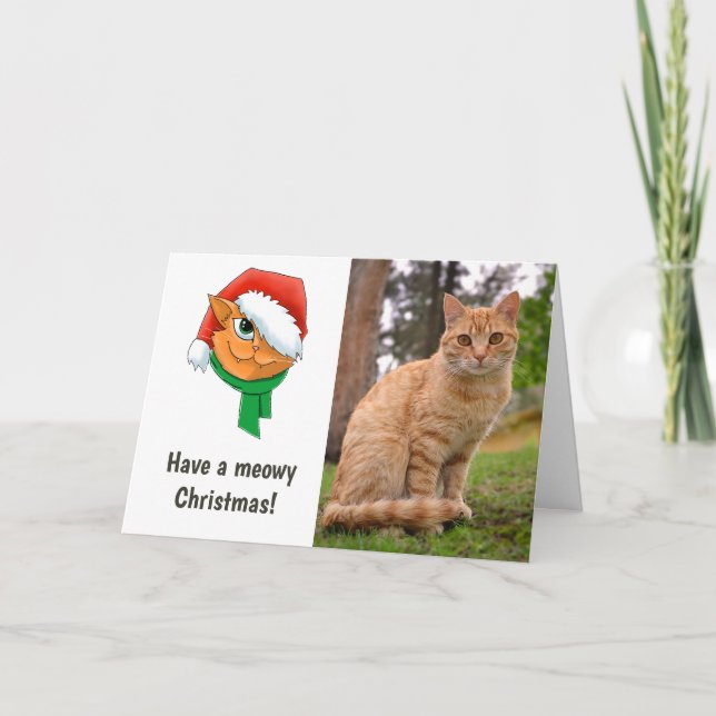 Cartes Pour Fêtes Annuelles Photo de chat de Noël (Devant)