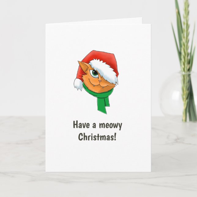 Cartes Pour Fêtes Annuelles Photo de chat de Noël (Devant)