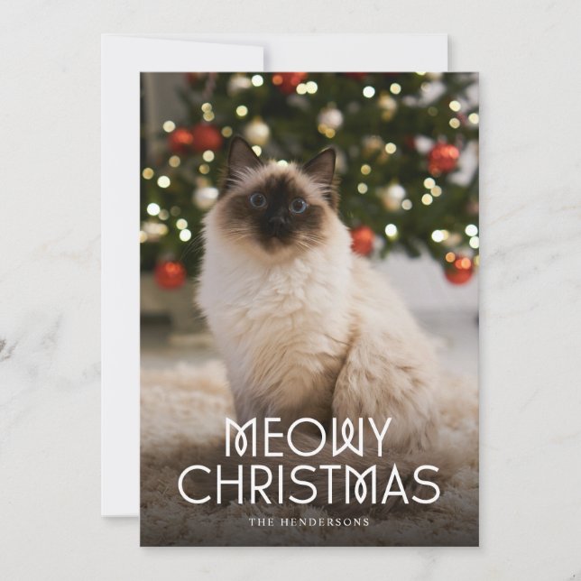 Cartes Pour Fêtes Annuelles Photo de chat de Noël Meowy (Devant)