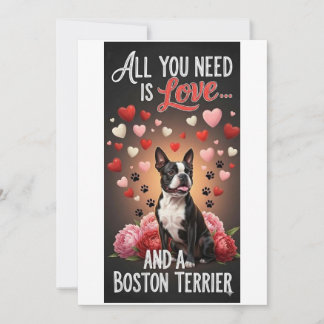 Cartes Pour Fêtes Annuelles Photo de chien boston terrier mignon pour la Saint