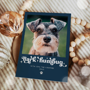 Cartes Pour Fêtes Annuelles Photo de chien drôle de Noël Bark Humbug
