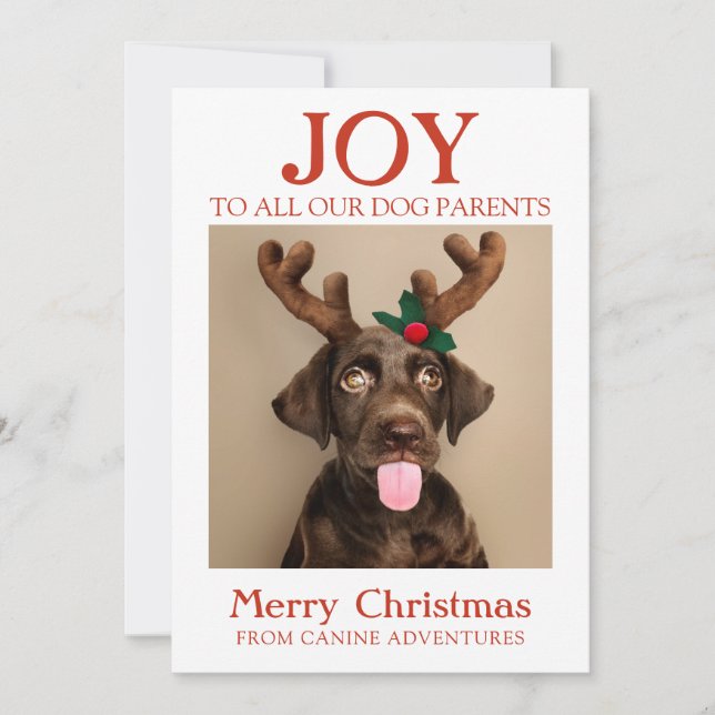 Cartes Pour Fêtes Annuelles Photo de chien personnalisée Joie de vacances Cart (Devant)