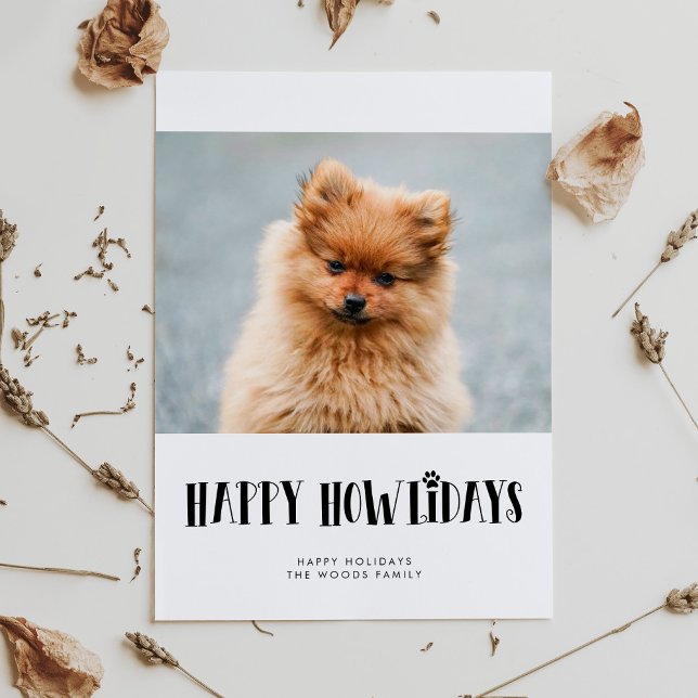 Cartes Pour Fêtes Annuelles Photo de chien simple et heureuse Howlidays (Créateur téléchargé)
