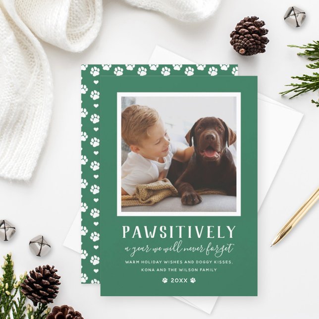 Cartes Pour Fêtes Annuelles Photo de chien vert de l'année inoubliable (Créateur téléchargé)