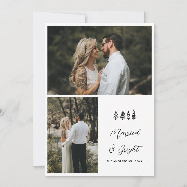 Cartes Pour Fêtes Annuelles Photo de couple de Noël marié et brillant (Devant)