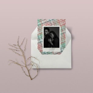 Cartes Pour Fêtes Annuelles Photo de couple sur papier pastel plaid