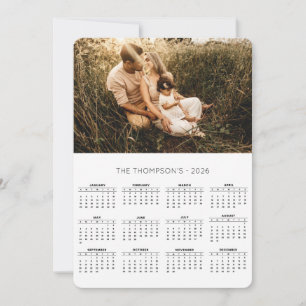 Cartes Pour Fêtes Annuelles Photo de famille 2025 Calendrier 12 Mois Monogramm