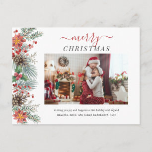 Cartes Pour Fêtes Annuelles Photo de famille Aquarelle Rustique Joyeux Noël