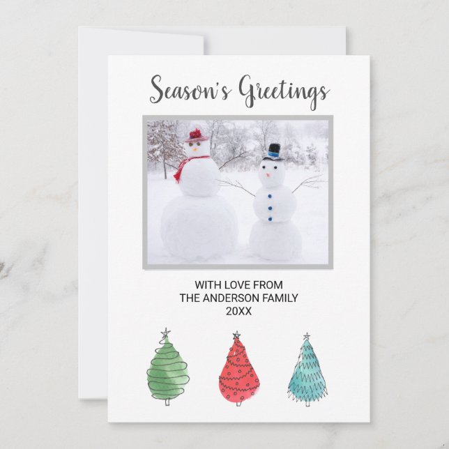Cartes Pour Fêtes Annuelles Photo de famille Arbres de Noël (Devant)