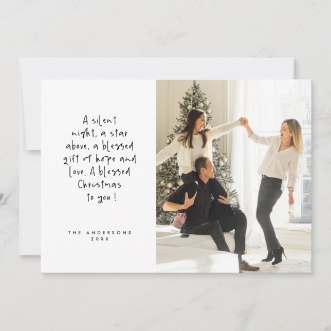 Cartes Pour Fêtes Annuelles Photo de famille chrétienne, Joyeux Noël, religieu (Devant)