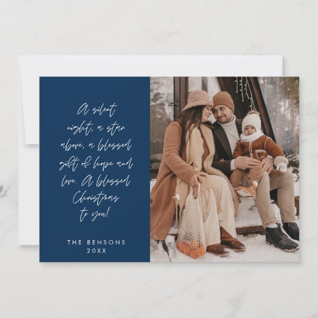 Cartes Pour Fêtes Annuelles Photo de famille chrétienne, Joyeux Noël religieux (Devant)