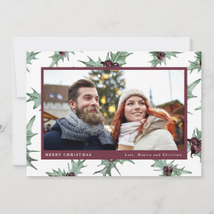 Cartes Pour Fêtes Annuelles Photo de famille Christmas Holly