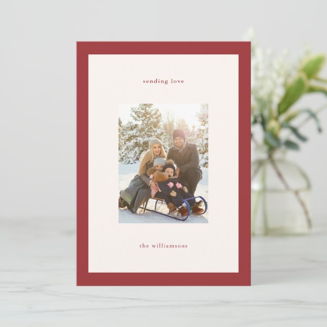 Cartes Pour Fêtes Annuelles Photo de famille d'amour de la Saint-Valentin roug (Debout devant)