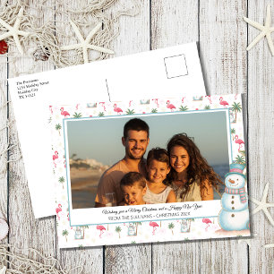 Cartes Pour Fêtes Annuelles Photo de famille de flamants roses Noël tropical