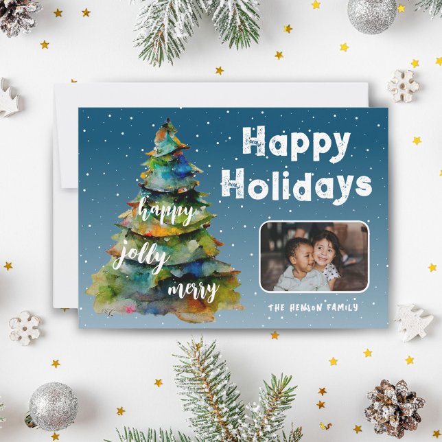 Cartes Pour Fêtes Annuelles Photo de famille de l'arbre de Noël (Créateur téléchargé)