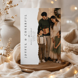 Cartes Pour Fêtes Annuelles Photo de famille de Noël à bord déchiré joyeux et