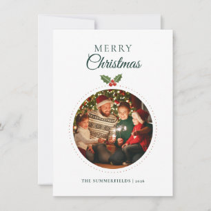 Cartes Pour Fêtes Annuelles Photo de famille de Noël à l'aquarelle botanique