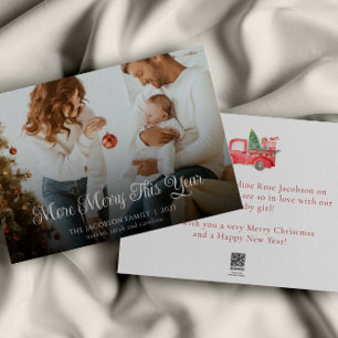 Cartes Pour Fêtes Annuelles Photo de famille de Noël du nouveau bébé