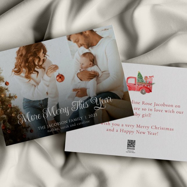 Cartes Pour Fêtes Annuelles Photo de famille de Noël du nouveau bébé (Créateur téléchargé)