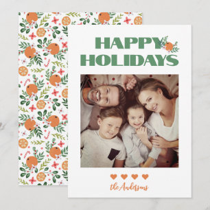 Cartes Pour Fêtes Annuelles Photo de famille de Noël Green Orange