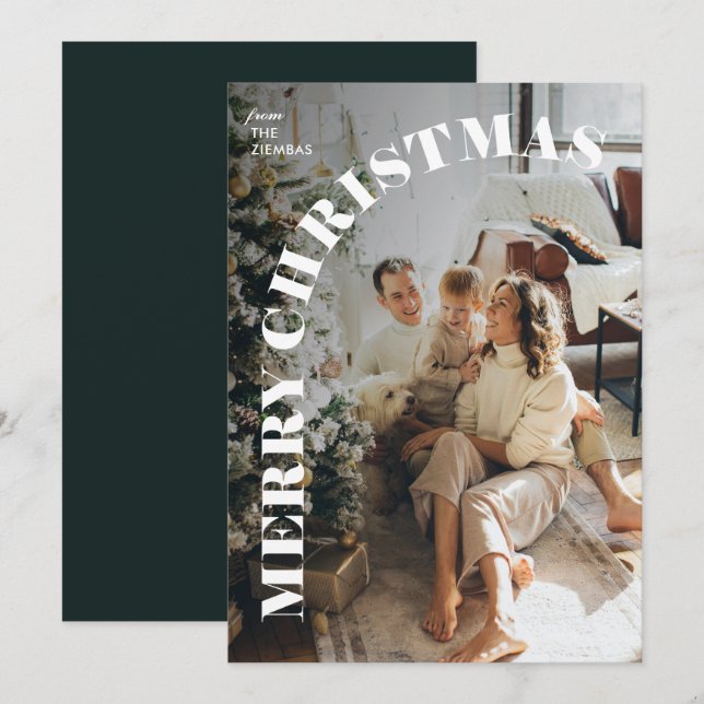 Cartes Pour Fêtes Annuelles Photo de famille de Noël moderne et branchée (Devant / Derrière)
