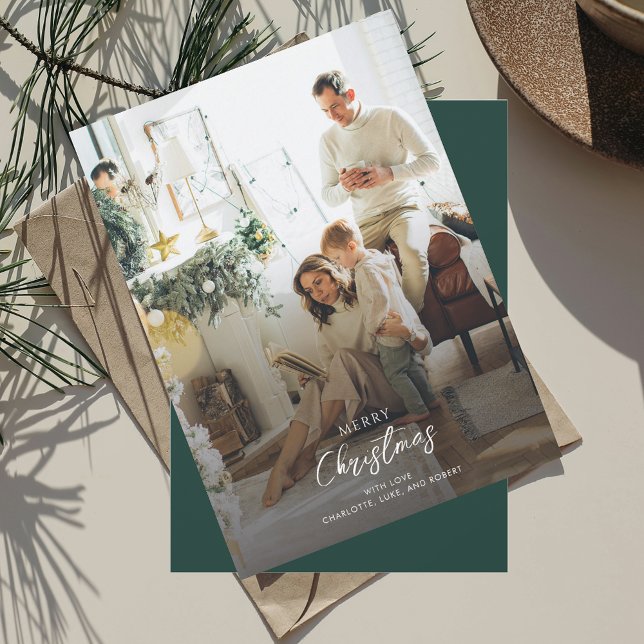 Cartes Pour Fêtes Annuelles Photo de famille de Noël moderne et tendance (Modern Christmas Family Photo Holiday Greetings Card)