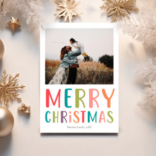 Cartes Pour Fêtes Annuelles Photo de famille de Noël simple et colorée