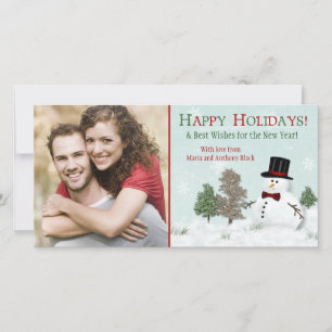 Cartes Pour Fêtes Annuelles Photo de famille de Noël Snowman Holiday Photograp
