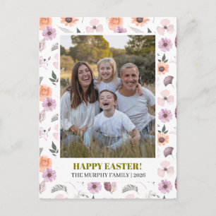 Cartes Pour Fêtes Annuelles Photo de famille de Pâques florale colorée élégant