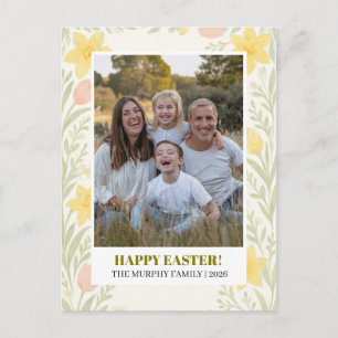 Cartes Pour Fêtes Annuelles Photo de famille de Pâques florale colorée simple 
