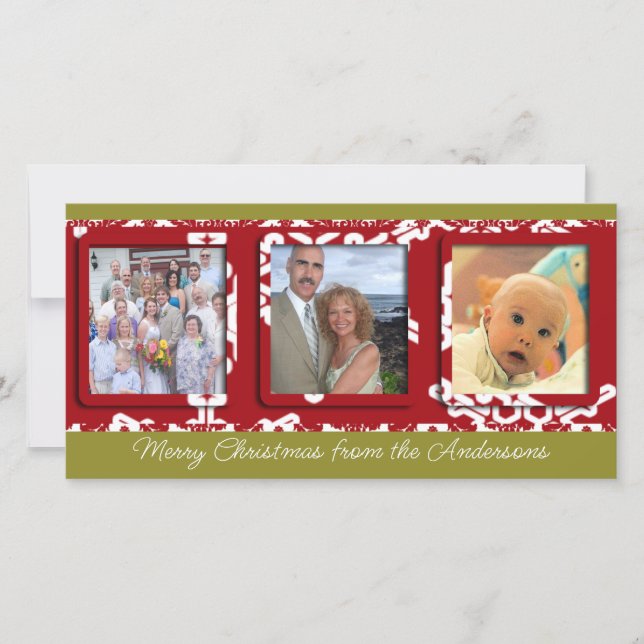 Cartes Pour Fêtes Annuelles Photo de famille de vacances moderne Big Snowflake (Devant)