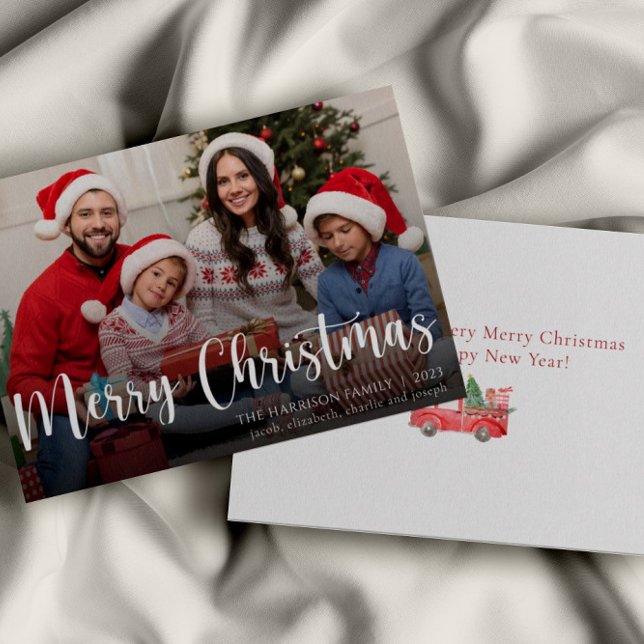 Cartes Pour Fêtes Annuelles Photo de famille Elegant Joyeux Noël (Créateur téléchargé)