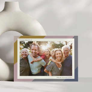 Cartes Pour Fêtes Annuelles Photo de famille géométrique moderne de Hanoukka p