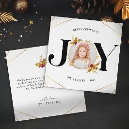 Cartes Pour Fêtes Annuelles Photo de famille géométrique Or moderne Noël